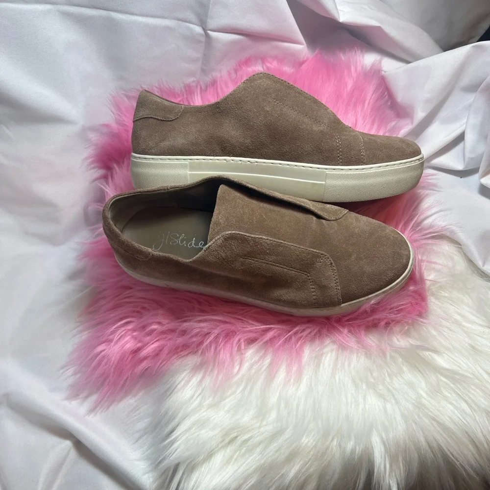 J Slides Women's Tan Slip-On Sneakers